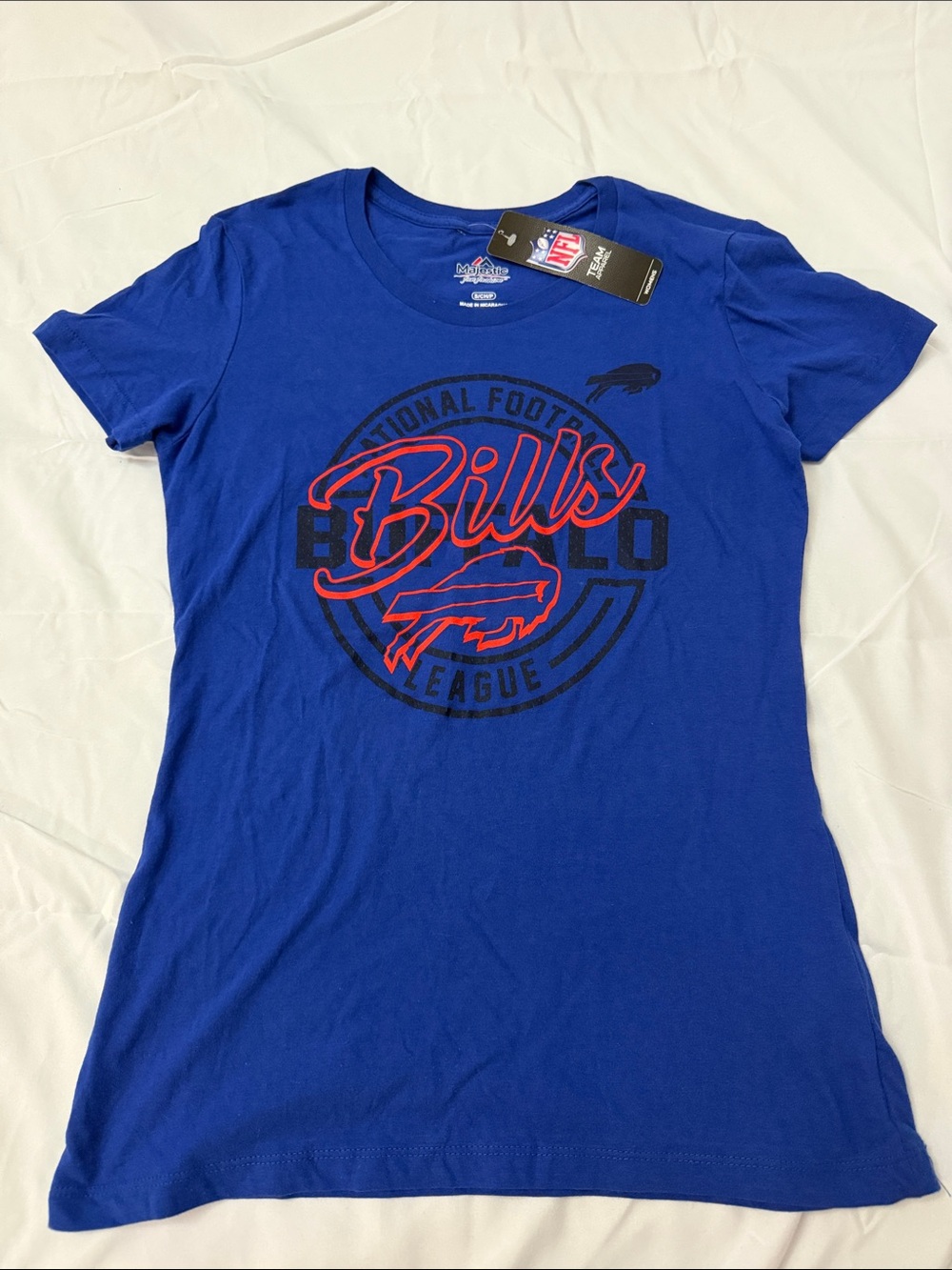 NFL Women's Royal Blue Bills Graphic Tee with Red Accent